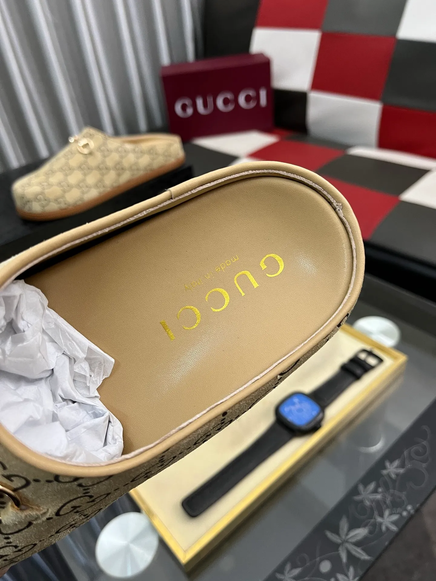 Ex-factory price: 438⌚️⌚️[Gucci] 2025 new season half-slip men's shoes, made of Italian imported first-layer frosted cowhide➕sheepskin lining, original hardware buckle, original combination wear-resistant outsole, real shot 🎬 Very comfortable on the feet, size 38-44